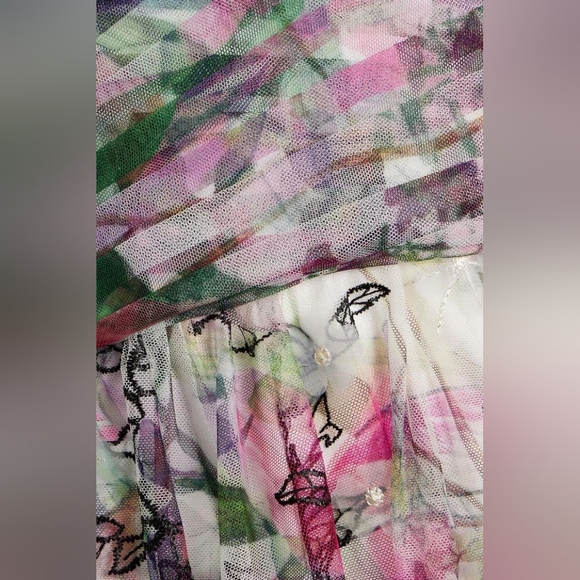 MARCHESA Off-the-shoulder pintucked floral-print tulle gown - Picture 7 of 7